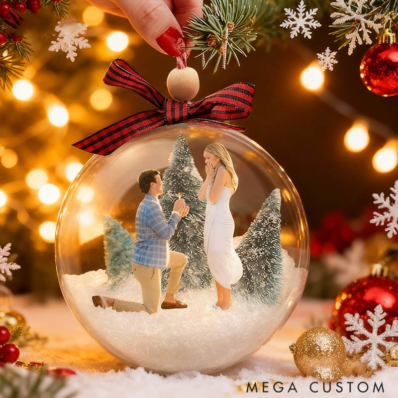 Personalized Couple 3D Photo Acrylic Ball Christmas Ornament Custom Snow Globe Xmas Ball Ornament from Your Own Picture Our First Christmas Gift