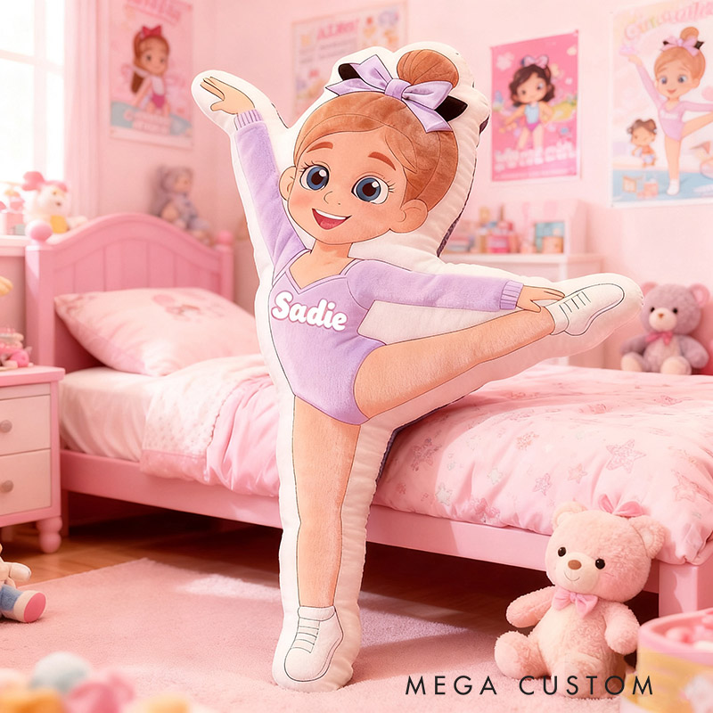 Personalized Gymnastics Pillow with Your Name Soft Stuffed Toy for Kids Unique Decorative Cushion for Girls' Room