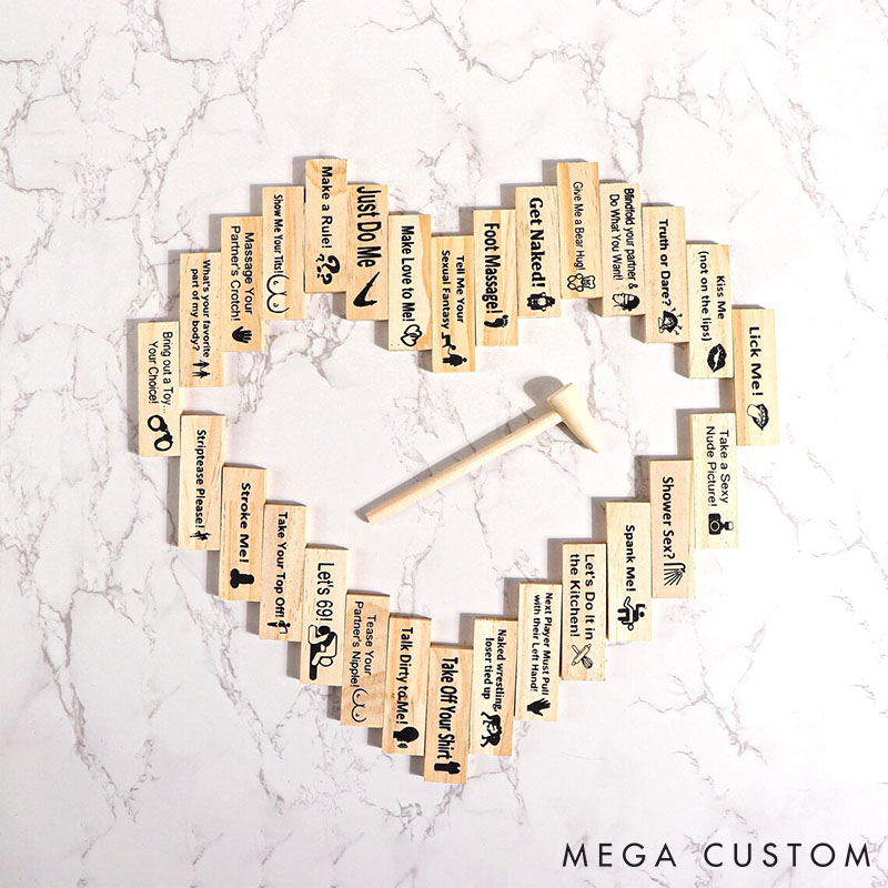 Personalized Couple Date Night Block 48 pcs Tower Game Couple Tumbling Tower Game Funny Adult Drunk Game Anniversary Valentine's Day Gift for Him Her