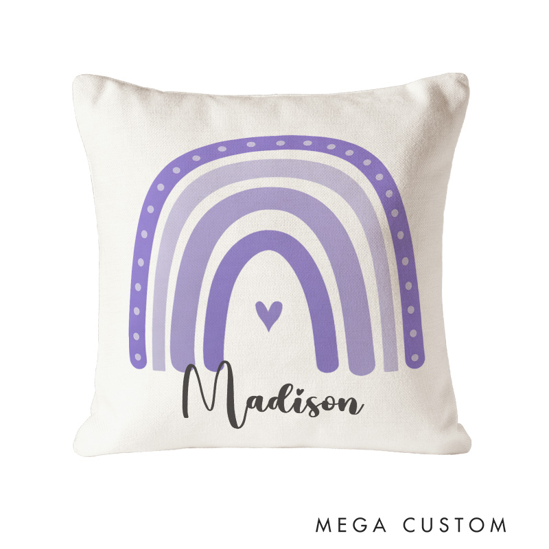 Personalized Rainbow Birth Stats Throw Pillows Featuring Baby's Details And Cheerful Colors Throw Pillows