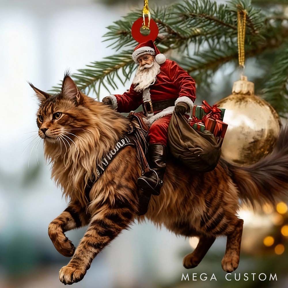 Personalized Pet Lover Santa Riding German Shepherd Christmas Ornament