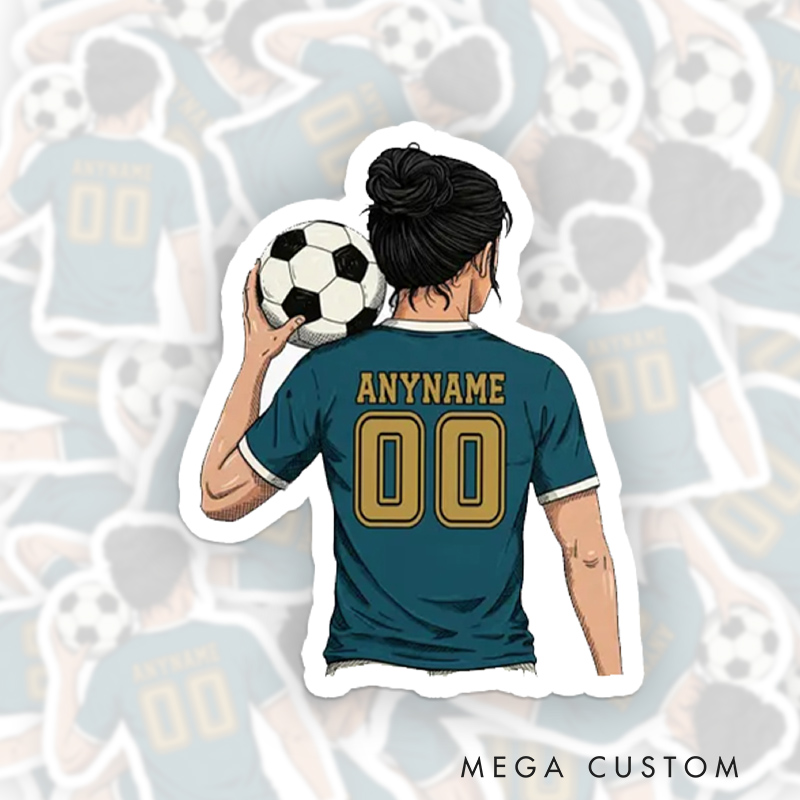 Personalized Women's Soccer Jersey Sticker Custom Name and Number Decal