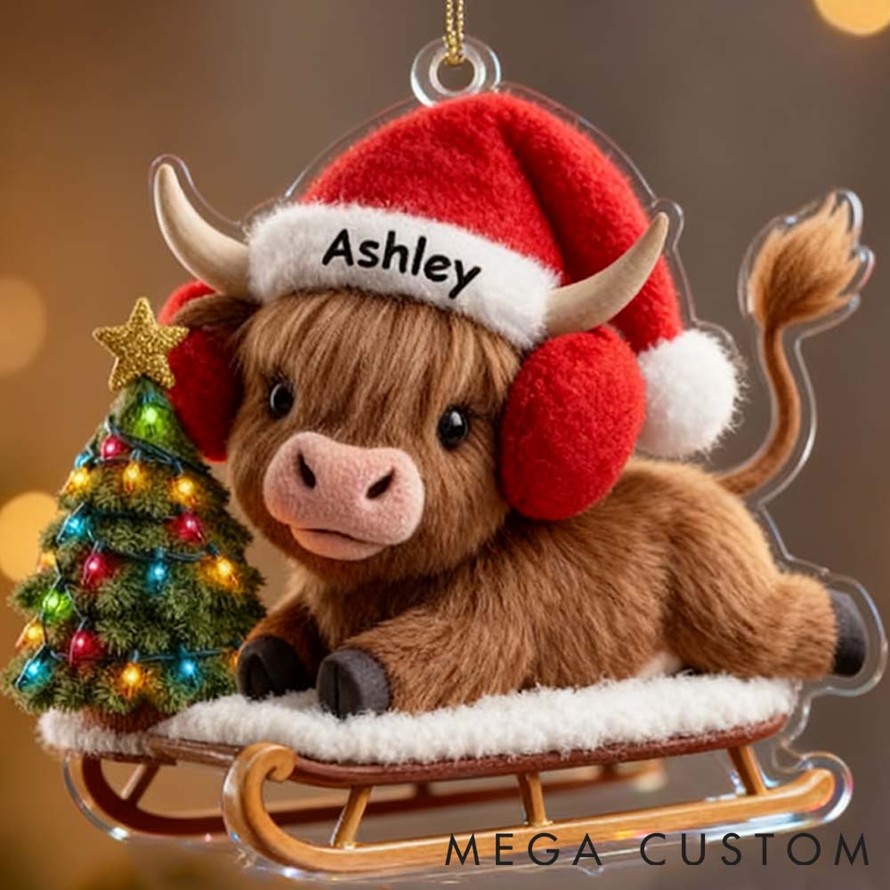 Personalized Pet Lover Highland Cow Christmas Ornament