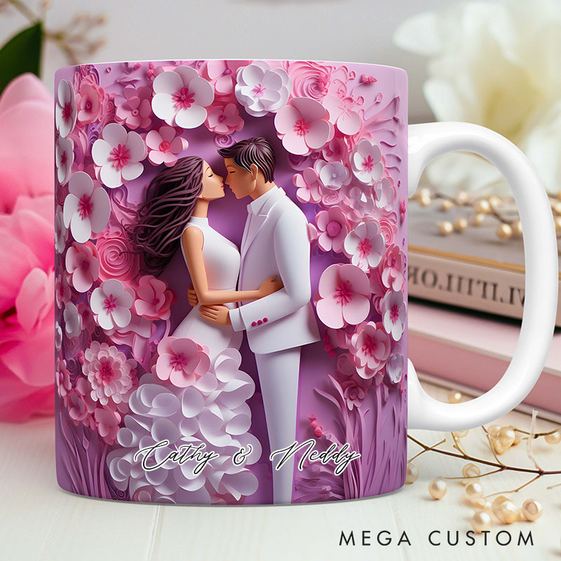 Personalized Wedding Mr. and Mrs. Mug Custom Couple Graphic 3D Print Mug Valentine's Mug Engagement Married Anniversary Mug for Newlyweds