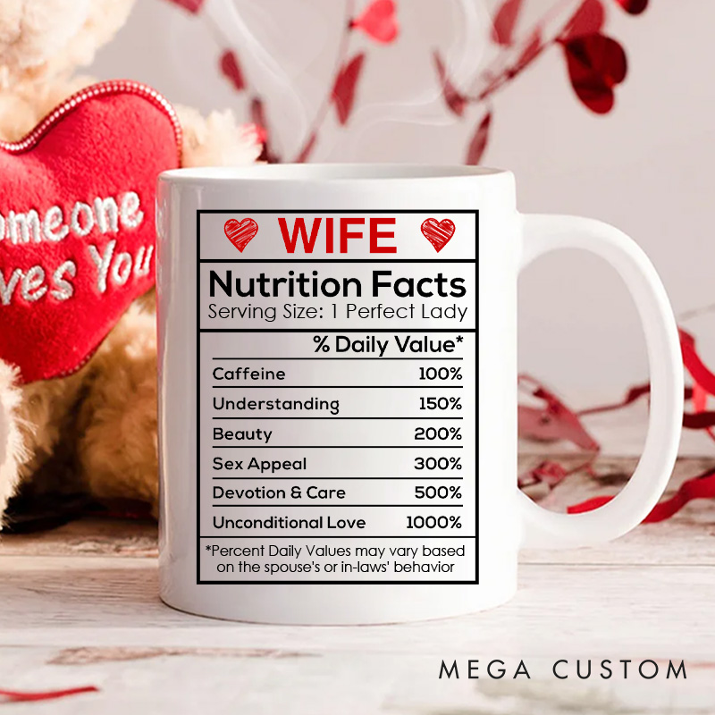 Personalized Wife Nutrition Facts Mug The Perfect Recipe for Love Custom Wife Mug Valentines Gifts for Wife Anniversary Gifts for Her