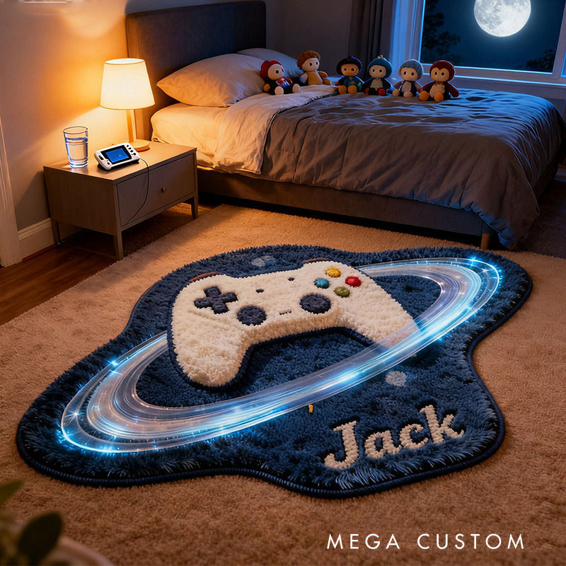 Personalized Graphic 3D Print Galaxy Controller Rug with Ring Effect for Gamer Game Lovers Gift for Kids