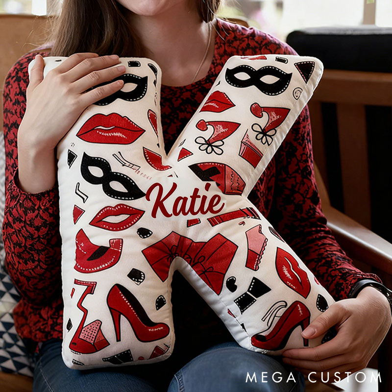 Personalized Fashion-Themed Letter Pillow for Girlfriend Valentine's Day Throw Pillow for Her Couple Date Night Themed Pillow