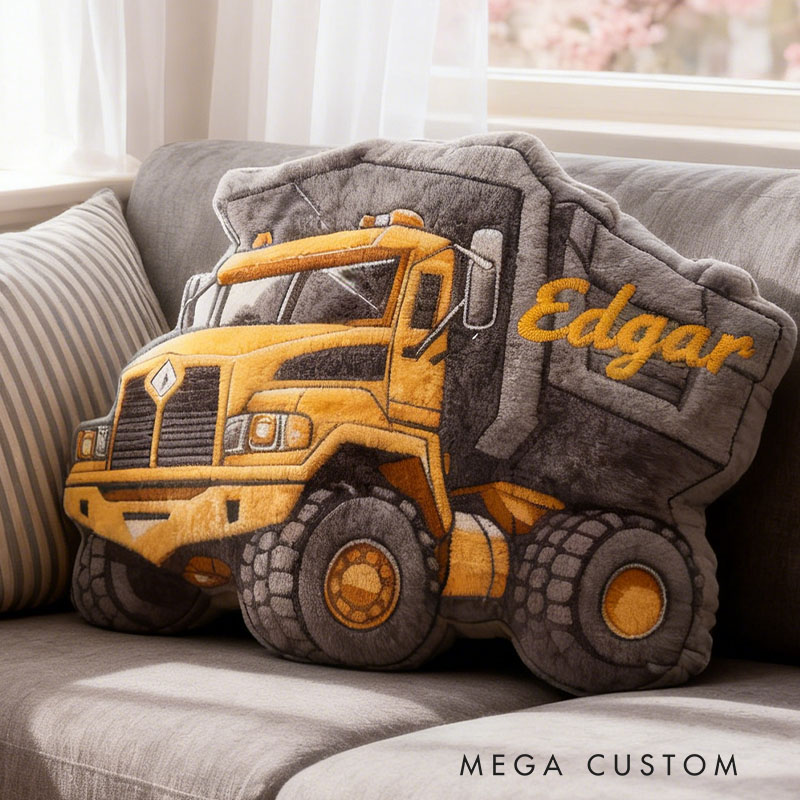 Personalized Truck Pillow with Custom Name Kids Room Decor Gift for Boys Christmas Gift 3D Print