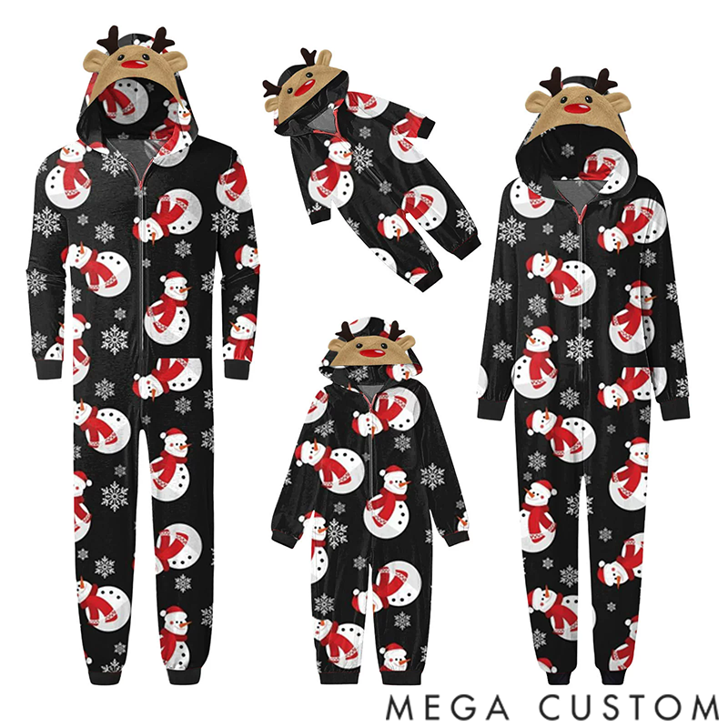 Personalized Matching Family Holiday Christmas Onesies Pajamas Reindeer