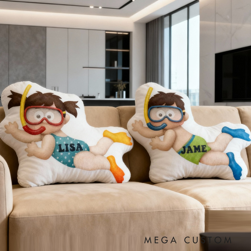 Personalized Diving Pillow Throw Pillow Graphic 3D Print Swimming Fitness Decoration Pillow Exercise Sport Pillow Female Swimmer Holiday Gift Custom Swim Pool Keepsake for Kids or Teens Swimming Lovers