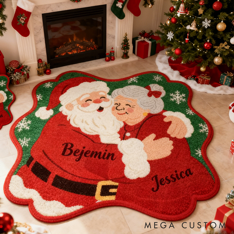 Personalized Mr and Mrs Santa Claus Door Mat with Name Anniversary Gift For Couple Christmas Home Decor Holiday Decoration