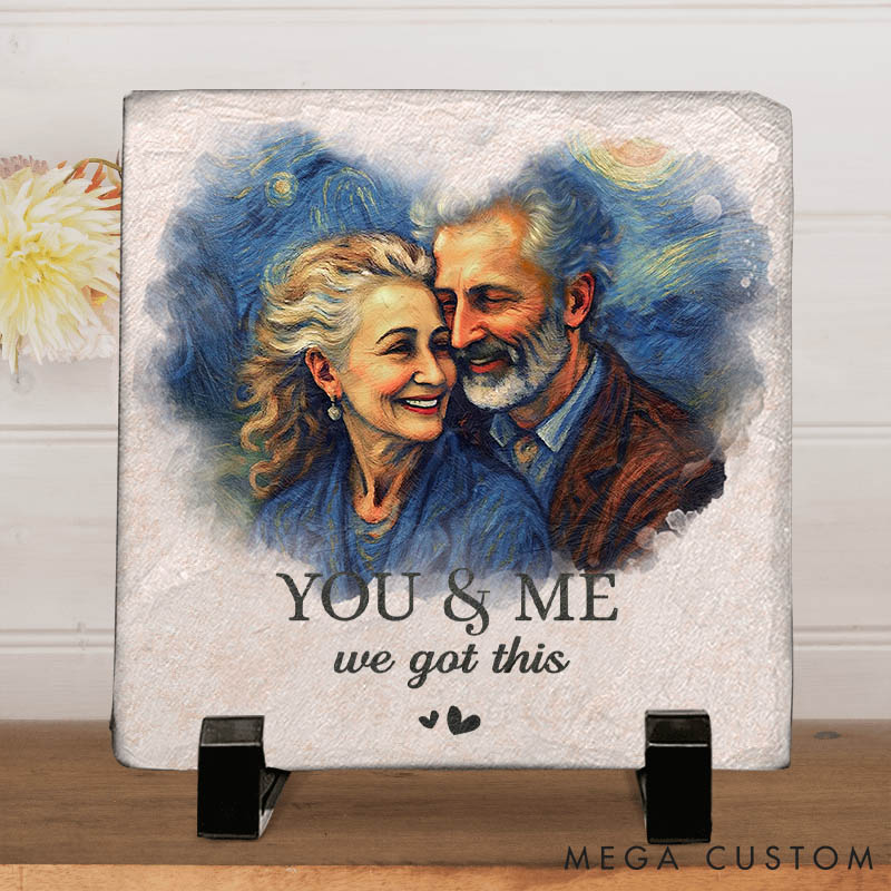 Personalized Couple Photo You And Me We Got This Heart and Square Shaped Stone with Stand First Christmas Valentines Day Gift for Him Her Newlyweds