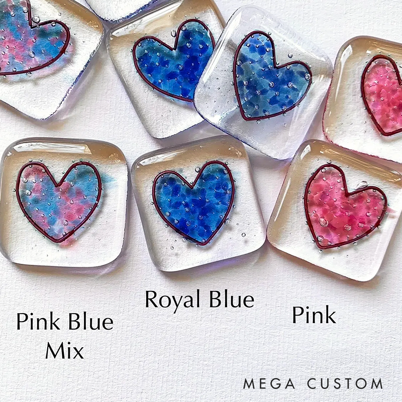 Glass Pocket Token with Message Fused Glass Heart Token Handmade in Cornwall by Niko Brown