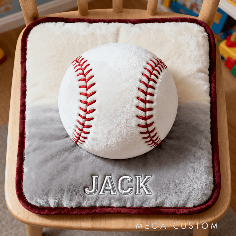 Personalized Plush Glove & Ball Chair Cushion - Sports-Themed Seat Pad for Baseball Enthusiasts, Kids’ Room & Game Day Decor