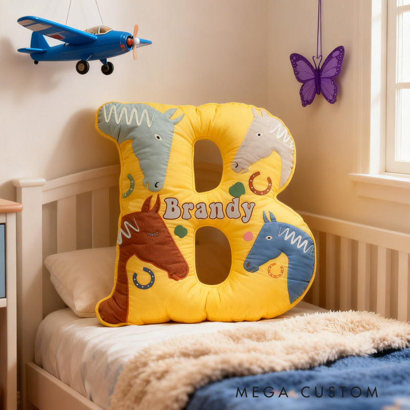 Personalized Riding Equestrian Horse Pillow Floral Horse Custom Name Festive Flower Decor with French Countryside Gifts for Family Graphic 3D Print Riding Lovers