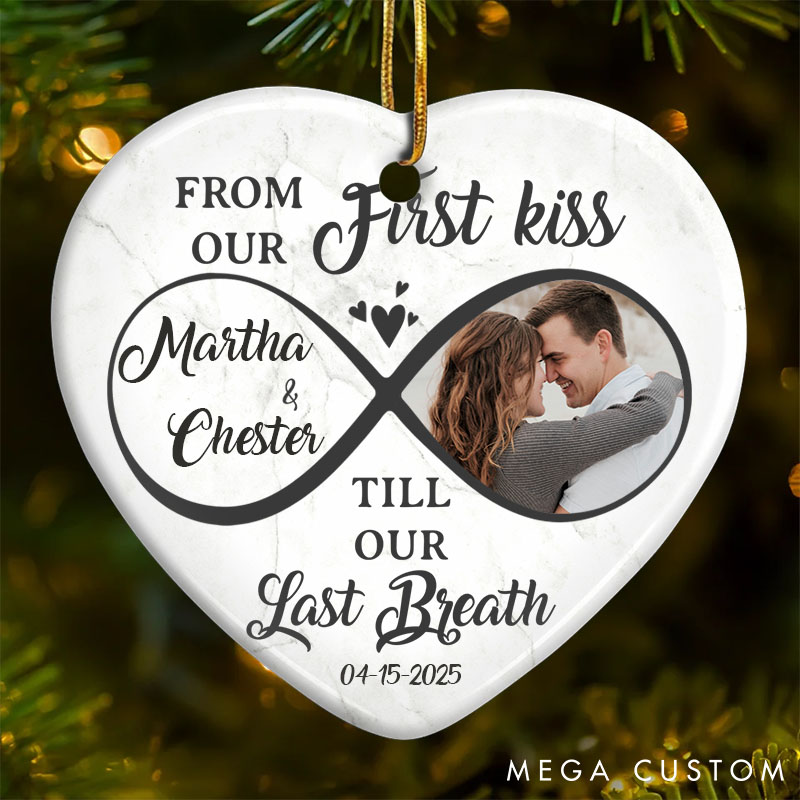 Personalized Couple Photo All of Me Loves All of You Round and Heart Shaped Ceramic Ornament First Christmas Gift Valentine's Day Gift for Him Her