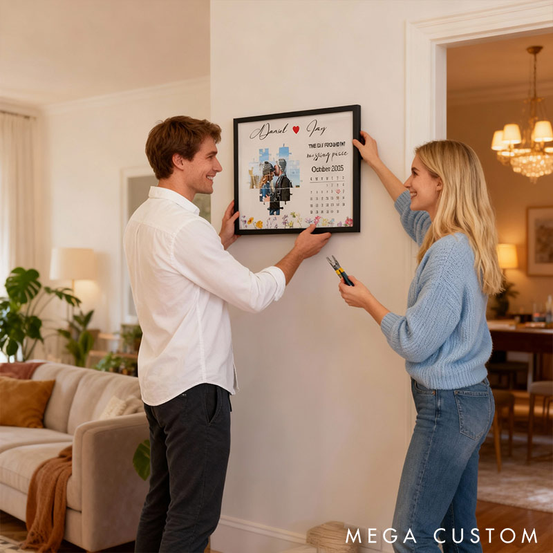 Personalized The Day I Found My Missing Piece Photo Poster Wedding Anniversary Wall Art Anniversary Gift Unique Keepsake Gift for Husband Wife