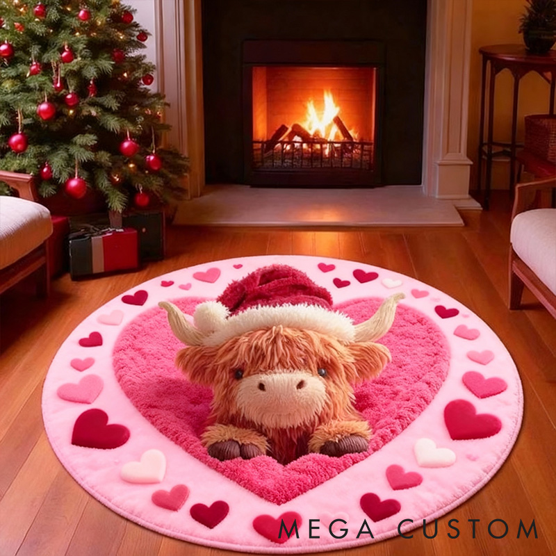 Personalized Pet Lover Highland Cow Christmas Rugs
