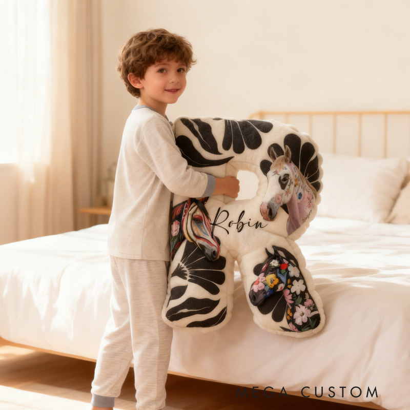 Personalized Riding Equestrian Letter Pillow Horse Custom Name Festive Decor with French Countryside Gifts for Family Graphic 3D Print for Riding Lovers Equestrian Lovers