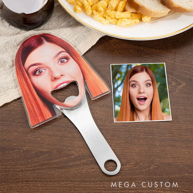 Personalized Funny Avatar Face Photo Bottle Opener with Magnet Fridge Decor Bar Party Wine Accessory Birthday Gift for Friend Drinking Enthusiast