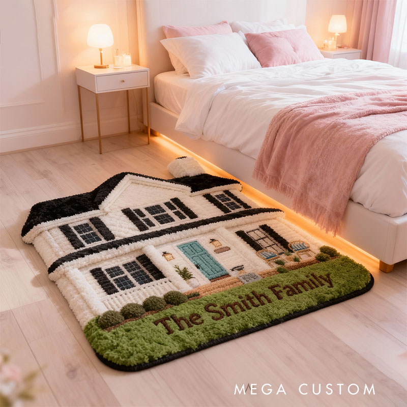 Personalized Custom House Photo Doormat Unique Family Name Design Durable Decorative Rug Perfect For Entryways Porches Housewarming Gift Or Home Decor