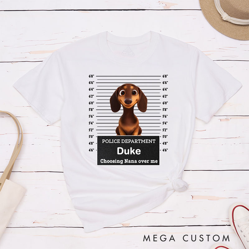 Personalized Dog Lover Police Department Chewing on Shoes or Choosing Nana Over Me T-Shirt