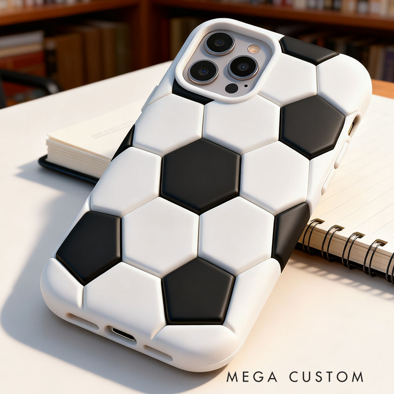 Soccer Ball 3D for iPhone 17 16 15 14 13 Pro Max Silicone Phone Case Cover