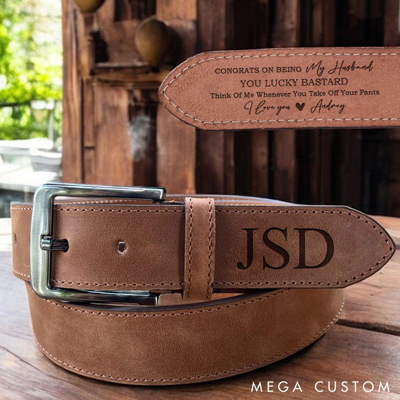 Personalized Husband Leather Belt Congrats On Being My Husband Custom Romantic Husband Gift from Wife Valentines Gift Anniversary Gift for Men