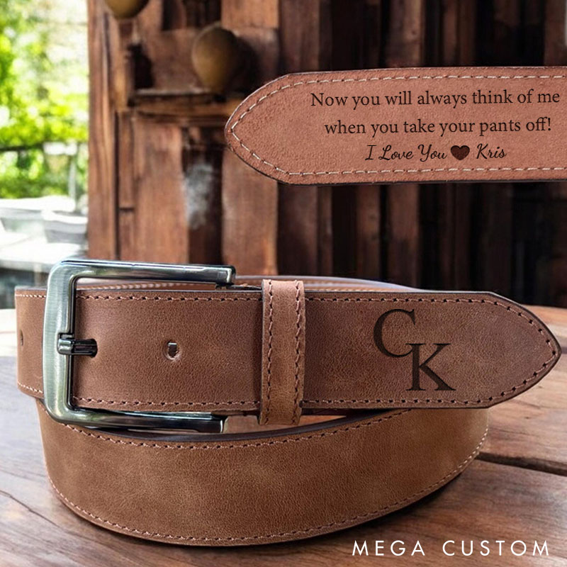 Personalized Husband Valentines Gift Custom Men's Leather Belt for Husband Boyfriend Anniversary Gift Belt from Wife Girlfriend
