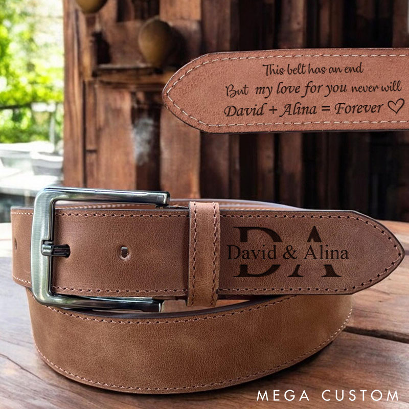 Personalized Engraved Leather Belt for Husband Custom Mens Leather Belt Valentine Anniversary Gift for Husband Boyfriend Mens Birthday Gift Belt
