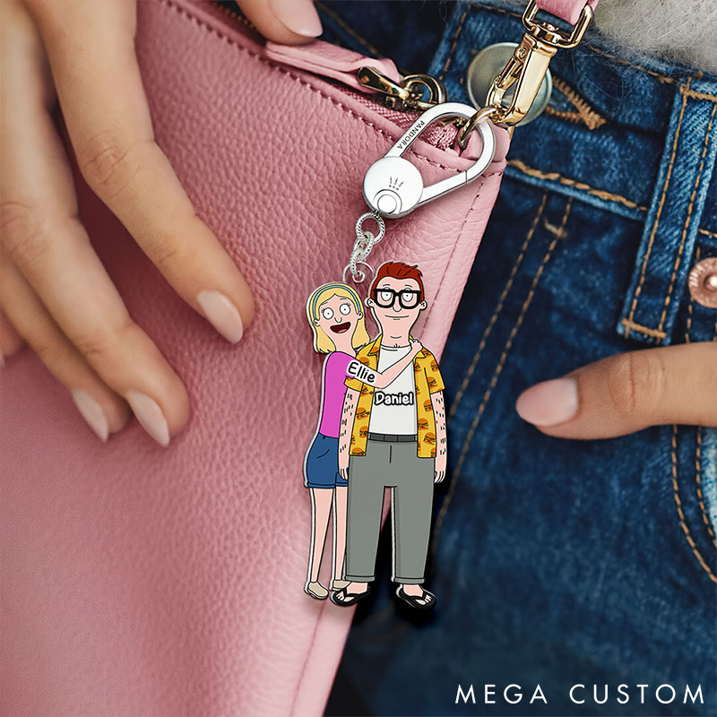 Personalized Couple Cartoon Style Keychain Couple Acrylic Keychain Custom Couple Valentine Gift Anniversary Gift Keychain for Wife Husband