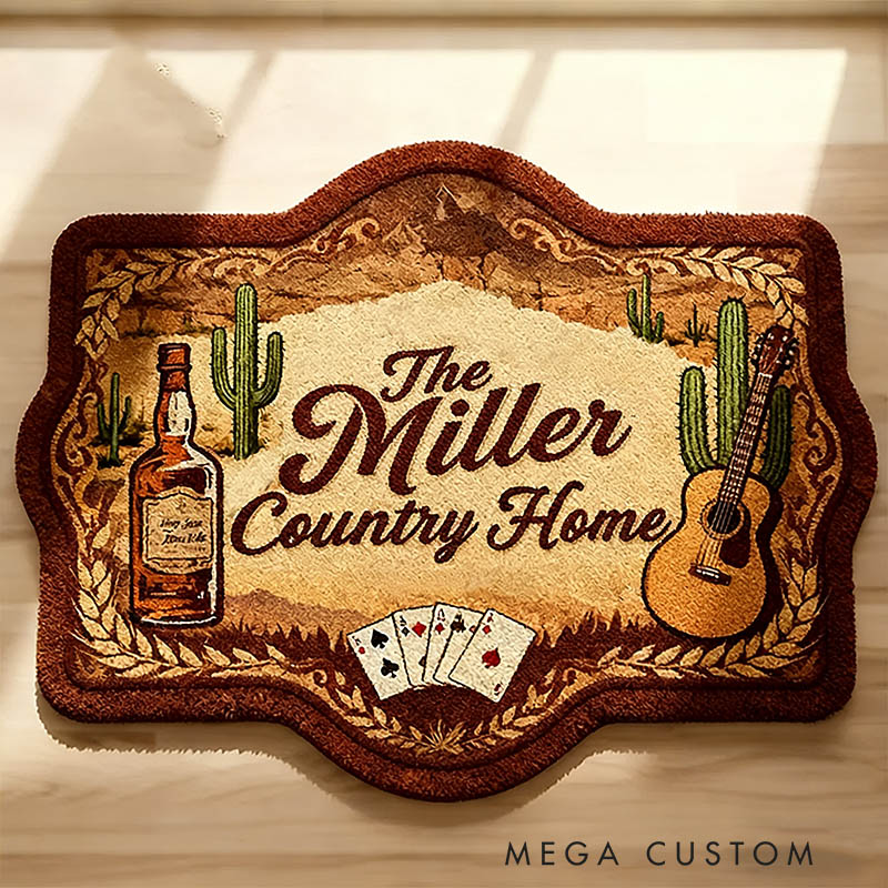 Personalized West Cowboy Guitar Home Doormat Country Music Home Doormat Custom Family Doormat New Home Gift Housewarming Gift Closing Gifts First Home Gifts Home Decor