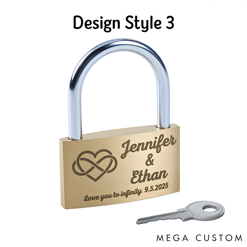 Personalized Couple Ring Heart Brass Love Padlock with Name and Text Valentine's Day Brass Padlock for Him Her Wedding Engagement Anniversary Gift