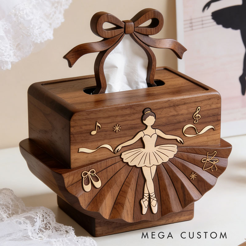 Handmade Wooden Ballet Tissue Box Funny Cartoon Decor