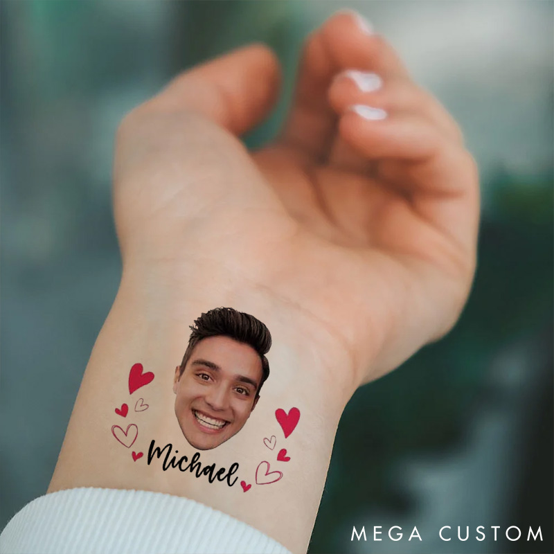 Personalized Man Woman Face Photo Portrait Temporary Tattoo Wedding Temporary Tattoo Birthday Gift for Girlfriend Boyfriend Valentines Day Gift