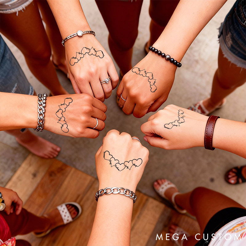 Personalized Couple Hearts Name Temporary Tattoo Custom Bestie Temporary Tattoo Wedding Anniversary Gift Valentines Day Gift for Girlfriend Boyfriend