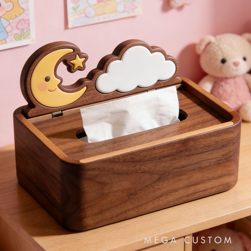 Handmade Wooden Magic Tissue Box Funny Cartoon Decor