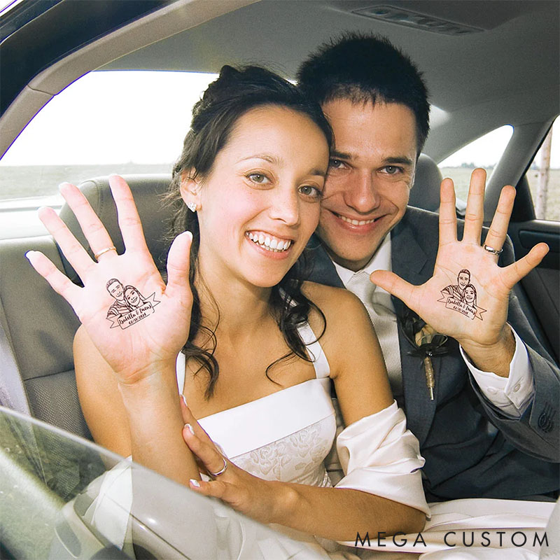 Personalized Couple Photo Portrait Temporary Tattoo Custom Wedding Temporary Tattoo Anniversary Gift Valentines Day Gift for Girlfriend Boyfriend