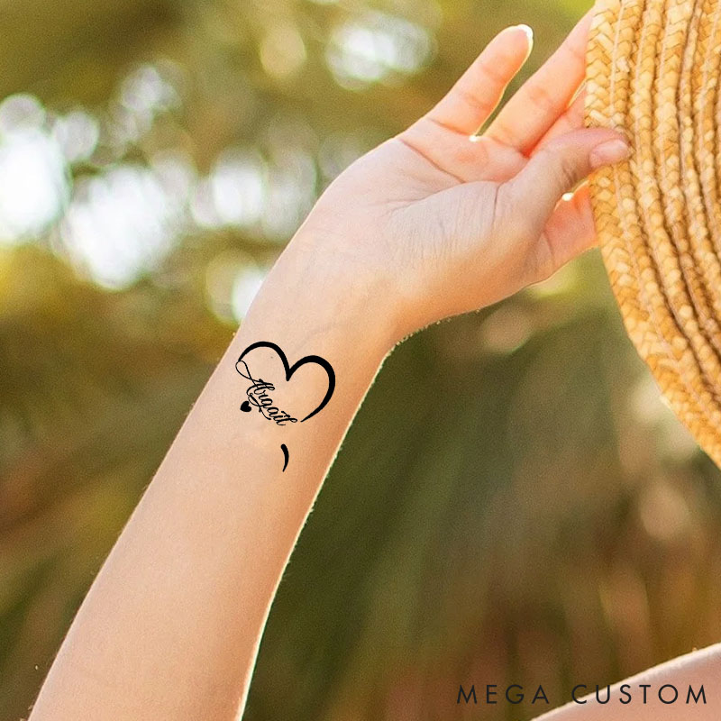 Personalized Girlfriend Boyfriend Name Temporary Tattoo Custom Bestie Heart Temporary Tattoo Couple Anniversary Gift for Him Her Valentines Day Gift