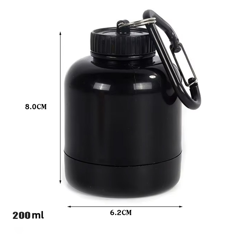 Personalized Gym Mini Protein Powder Bottle Pattern Custom Gym Keychain 200ml Protein Funnel Container with Carabiner Medicine Powder Carrying Pill Container for Gym Lovers
