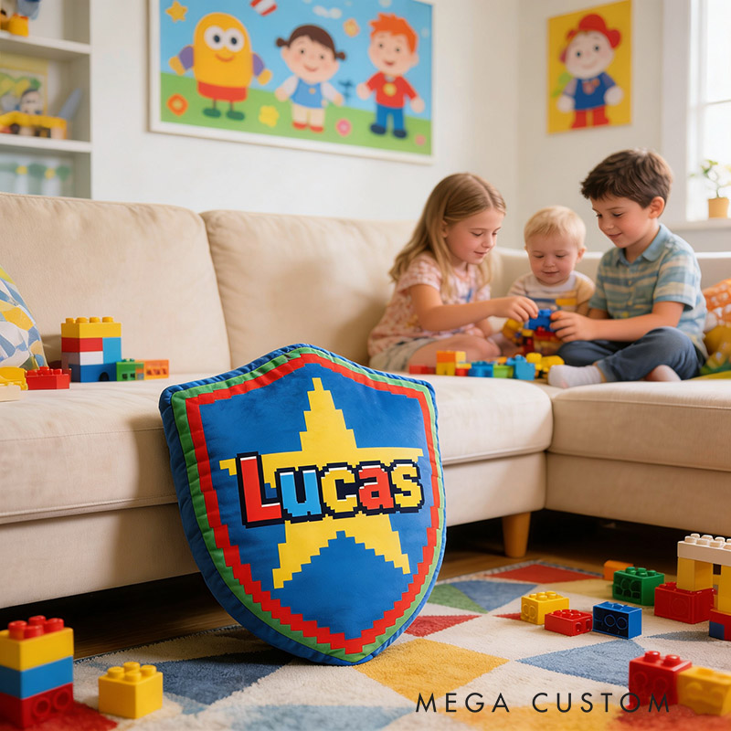 Personalized Game Shield Shaped Pillow for Game Lovers Plush Pillow Christmas Birthday Party Gift for Kids
