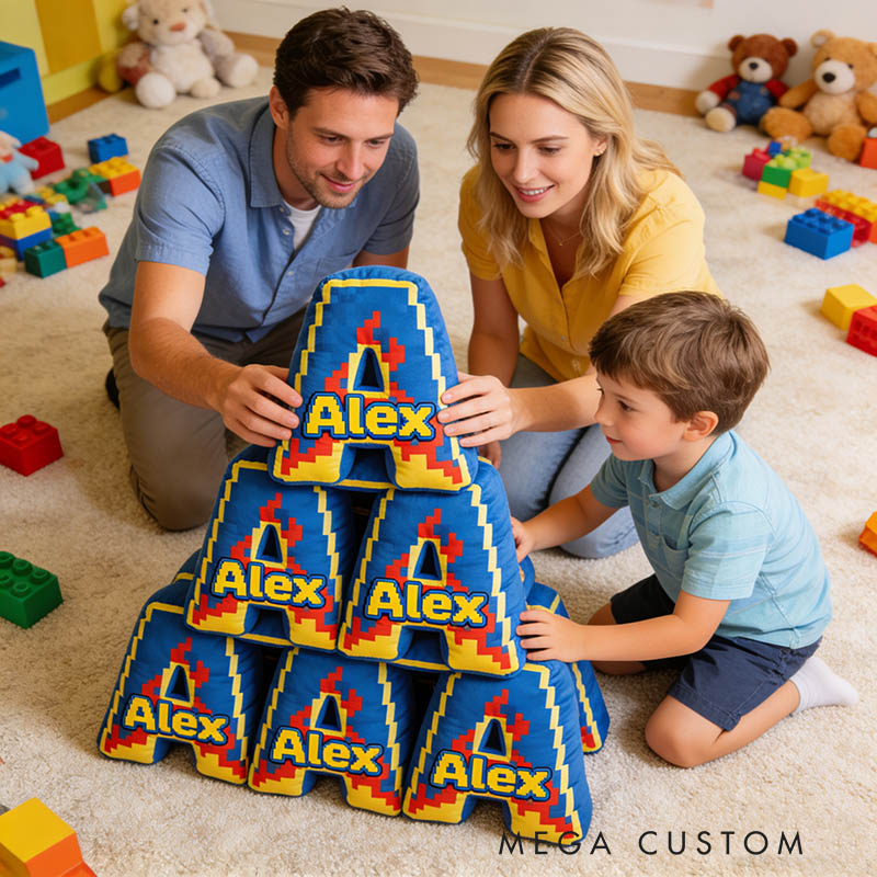 Personalized Game Flame Letter Pillow for Game Lovers Plush Pillow Christmas Birthday Party Gift for Kids