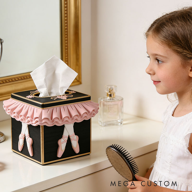 Ballet Tissue Box Cover 3D Printed Room Decor Cute Tissue Box Cover for Desk Room Kitchen or Bathroom