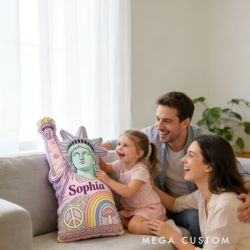 Personalized Statue of Liberty Shaped Pillow Exquisite Hippie Style Customized Name Pillow Perfect for Christmas Birthday Parties for Her for Kids