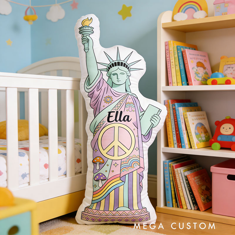 Personalized Statue of Liberty Shaped Pillow Exquisite Hippie Style Customized Name Pillow Perfect for Christmas Birthday Holiday for Her for Kids