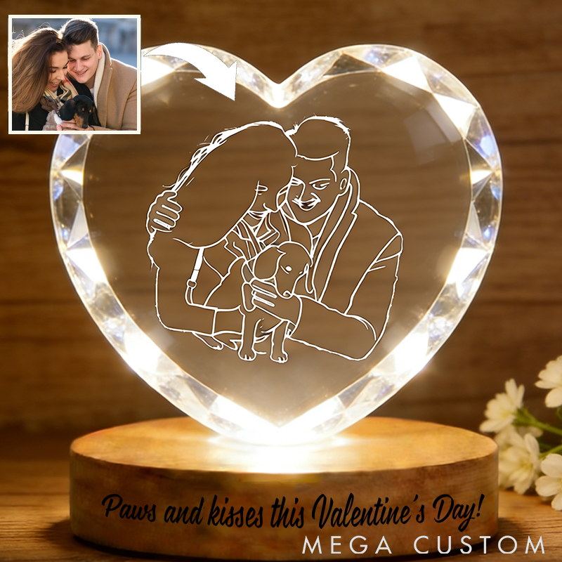 Personalized Pet Lover 3D Crystal Paws Love and Forever Crystal Night Light