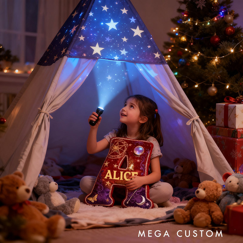 Personalized Mysterious Wizard Pillow Decorated with Magic Wand Pentagram Crystal Ball Graphic 3D Print Pillow for Kids and Magic Lovers