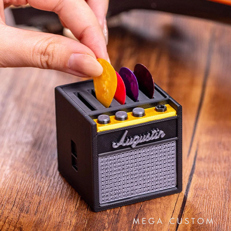 Personalized 3D Printed Vintage Amp Shaped Guitar Pick Holder Custom Name Perfect Birthday Gift for Musicians Guitarists