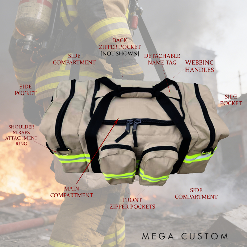 Personalized Custom Firefighter Duty Travel Bag – Personalized Tactical Gear Bag with Reflective Stripes