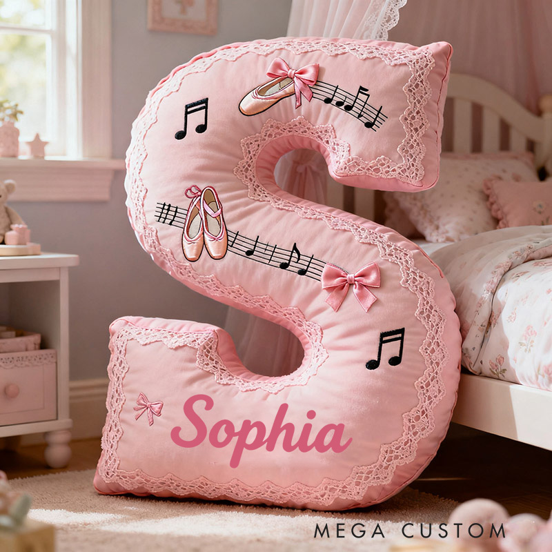 Personalized Graphic 3D Print Ballet Dance Pillow With Your Own Name Soft Stuffed Toy for Kids Unique Decorative Cushion for Girls' Room